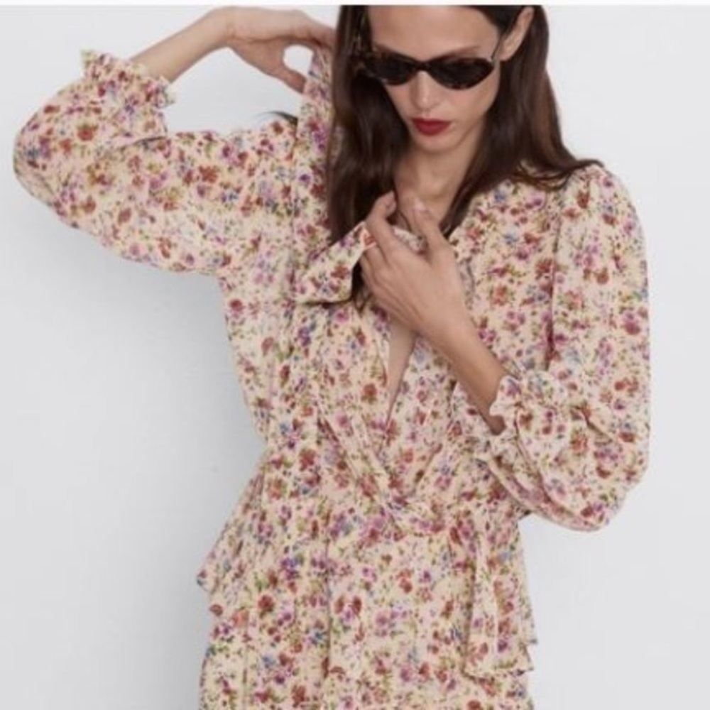 Zara Floral Sheer Blouse